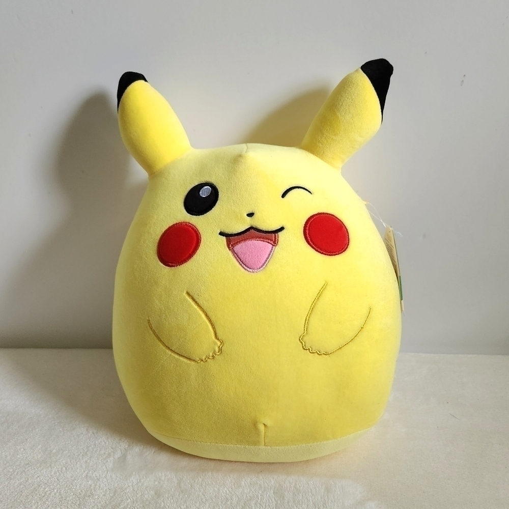 Squishmallow Pokeman Winking Yellow Pikachu 12" Plush Stuffie Kelly Toys NWT